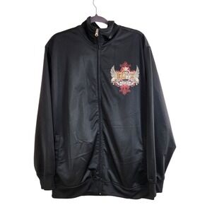 MMA Magna Elite Mens L Black Full Zip Track Jacket Graphic Skulls Y2K inspired